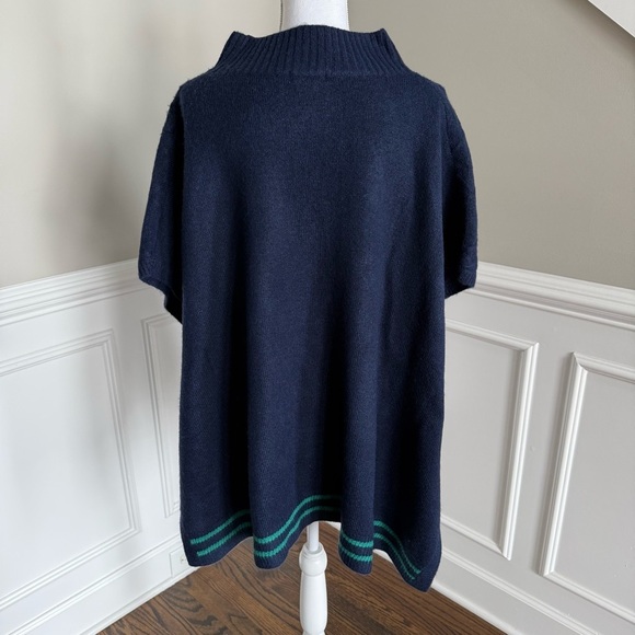 NWOT FREE PEOPLE Harbour Stripe Cable Poncho in Navy and Green One Size - Picture 7 of 8